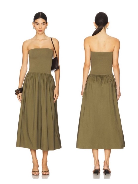 pistola Dresses & Skirts - Pistola Olive Knit Strapless Dress with Pockets